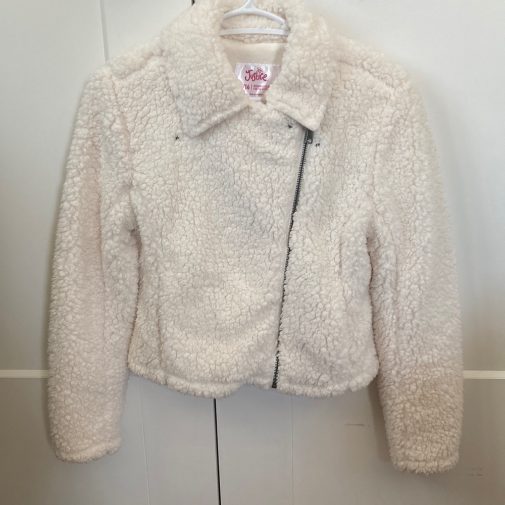Fuzzy zip up coat